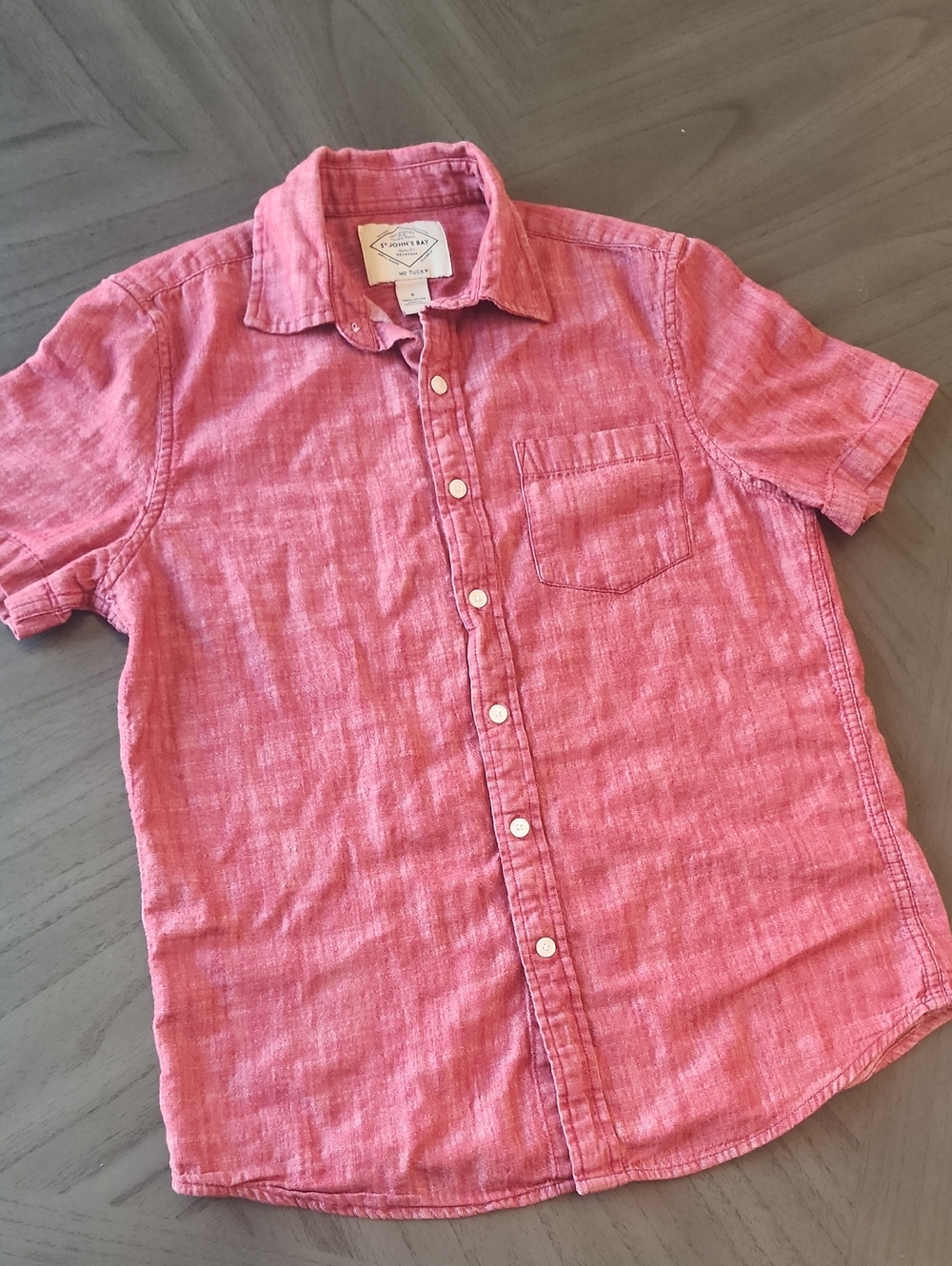 St. John'S Bay Short-Sleeve Button-Up Red Shirt Size S 100% Cotton